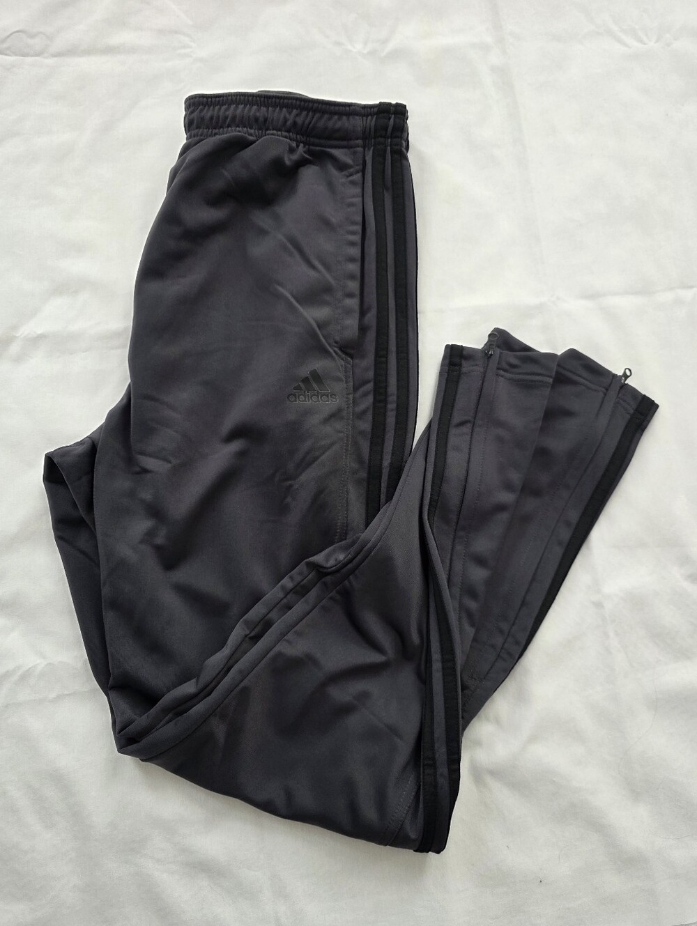Adidas Primegreen Track Pant Dark Grey with Contrasting 3 Black Stripes